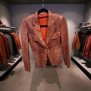 Carolina Herrera Brown Leather Blazer